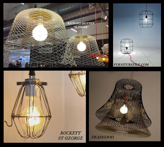 Collage of cage / wire pendant lights